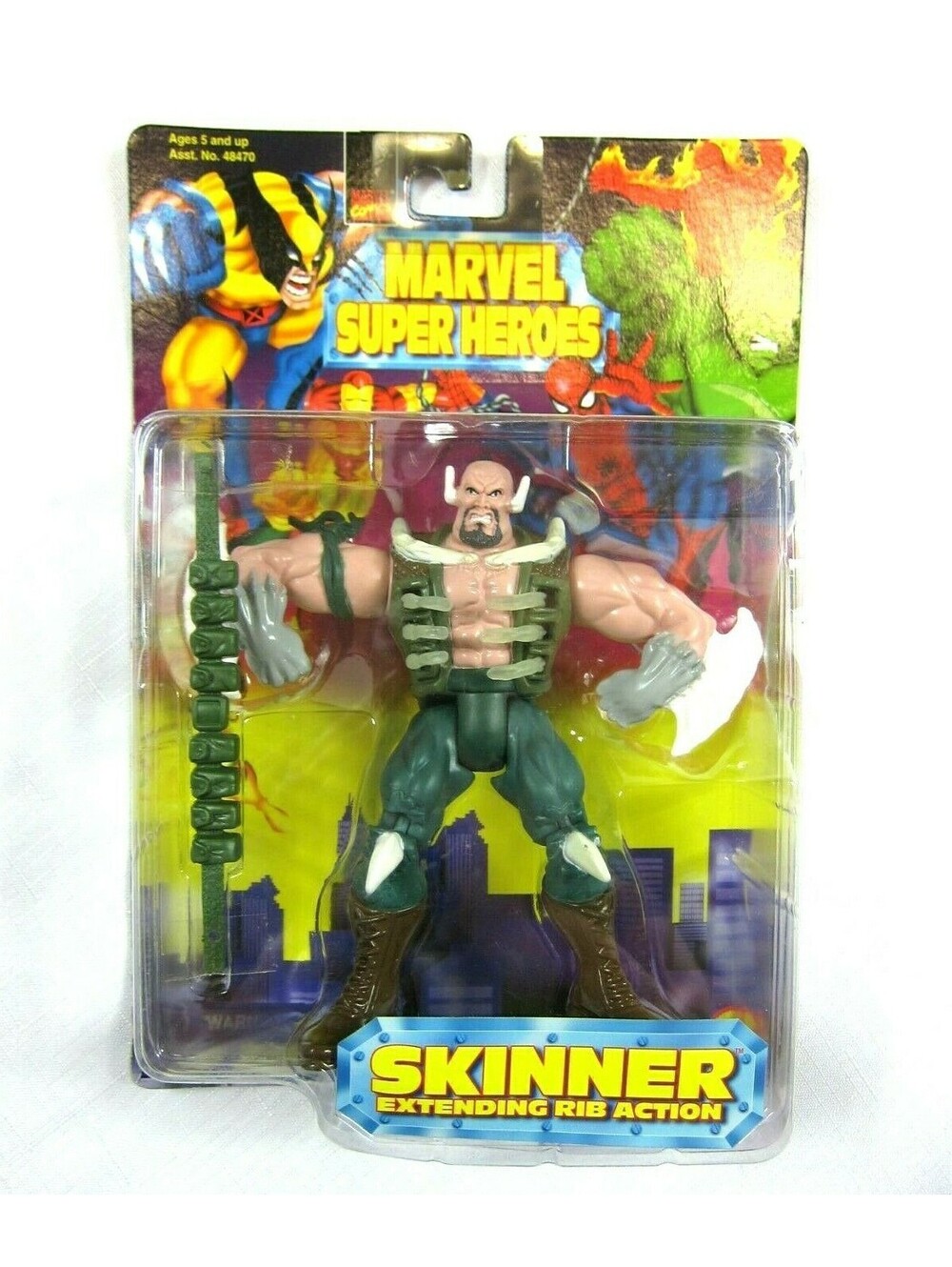 Vintage 1997 Marvel Super Heroes Skinner Extending Rib Action Figure Toy Biz NEW